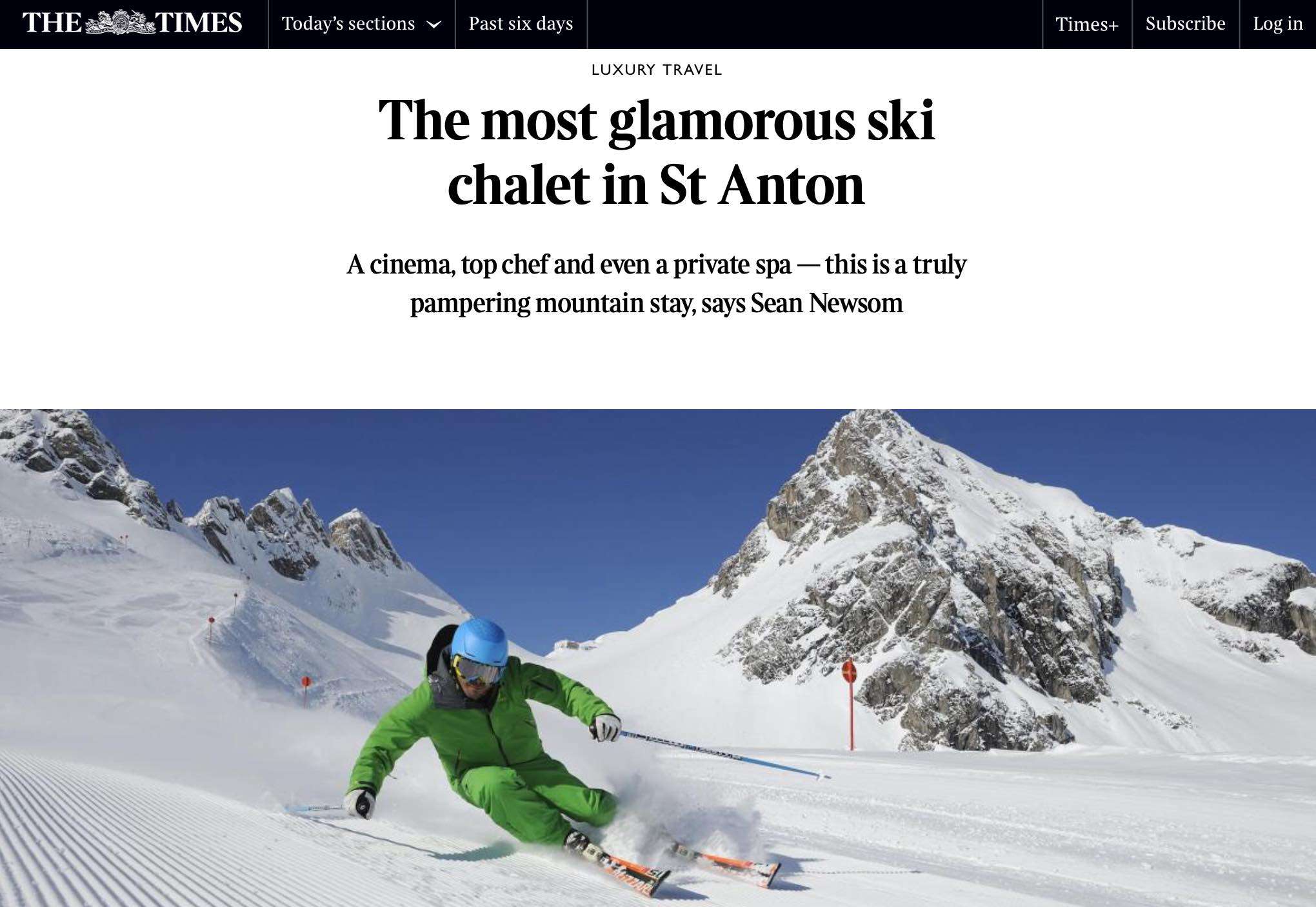 Luxury Chalet Artemis St Anton Austria- The Times review - Sean Newsom review screenshot